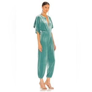 NWT Norma Kamali velvet jumpsuit in sea green, size S